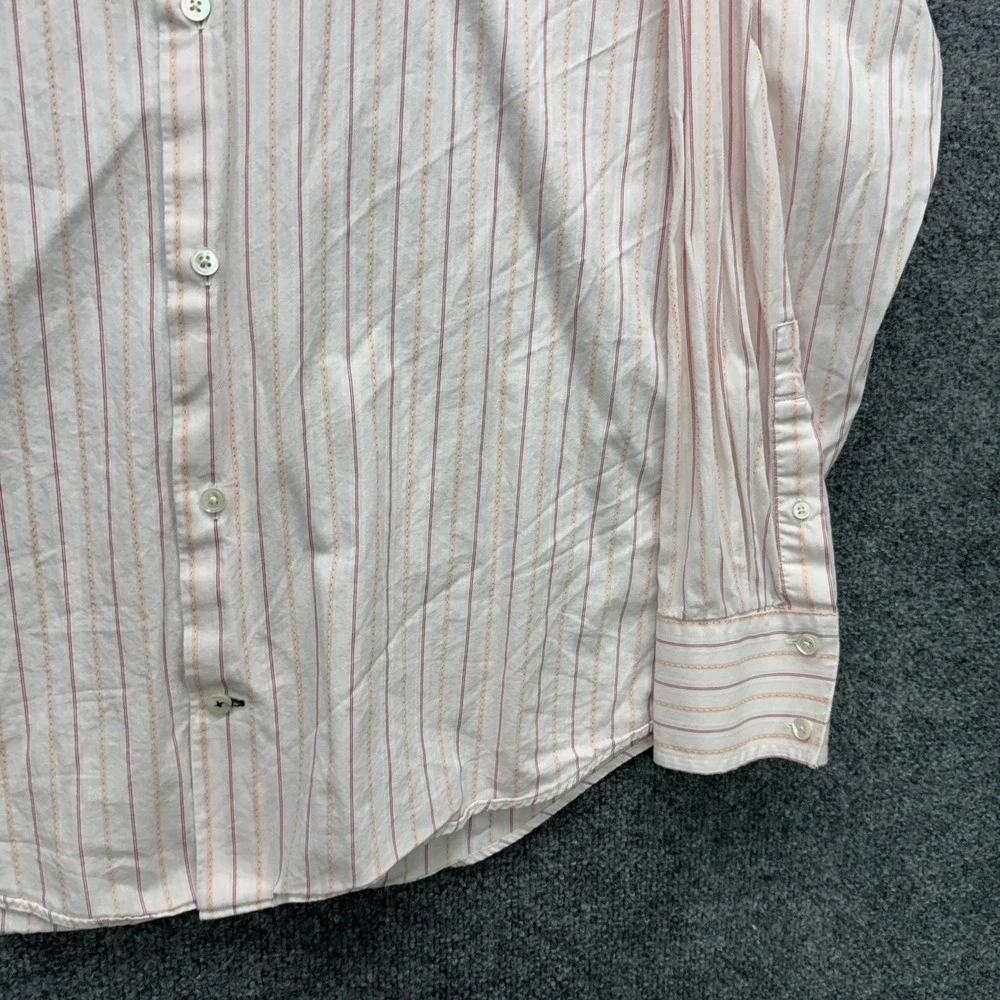 Banana Republic Button Shirt Mens L Pink Long Sleeve Striped Cotton Casual